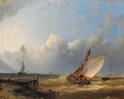 Hermann Eschke Segelboote bei steifer Brise vor der Kuste oil painting
